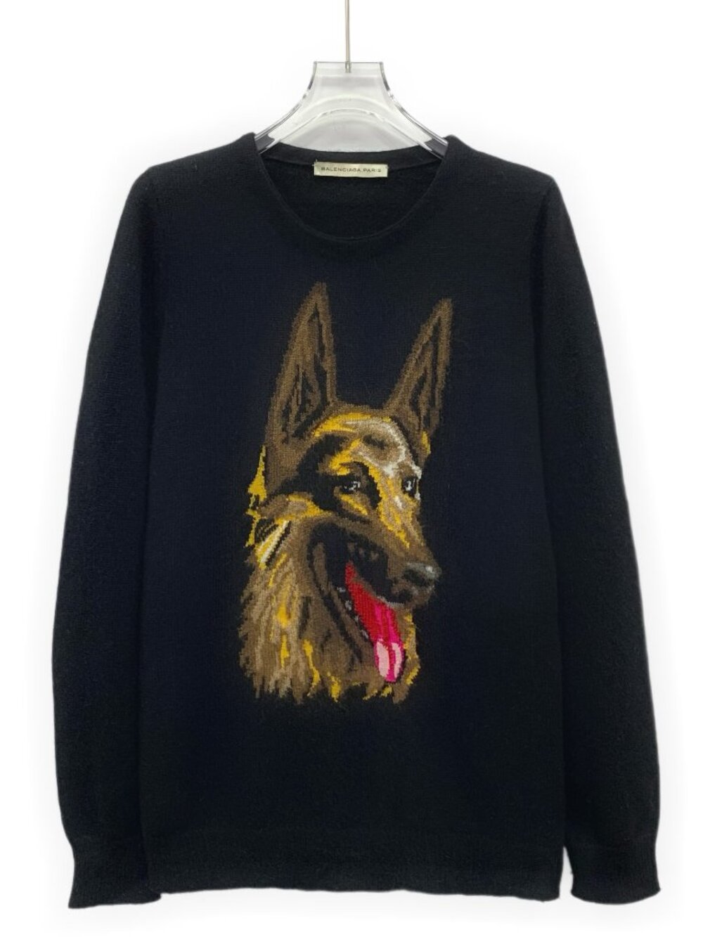 J30827 Balenciaga black wolf head intarsia wool knitted sweater 36 S size